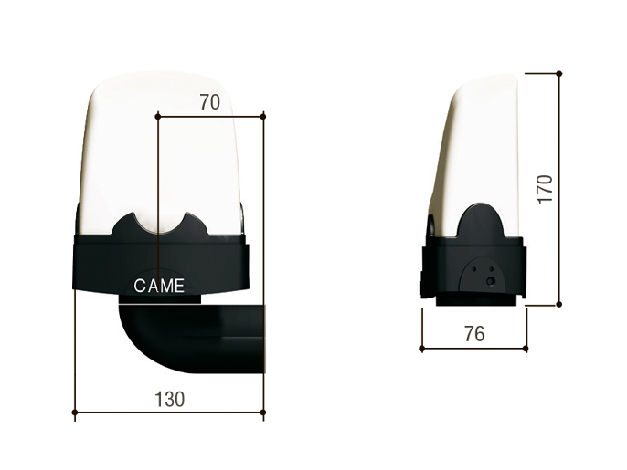 Размеры беспроводной лампы КАМЕ серии RIO v2.0